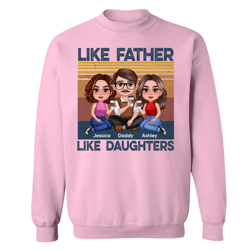 Retro Like Father Like Daughter Doll Sitting Together Personalized Shirt
