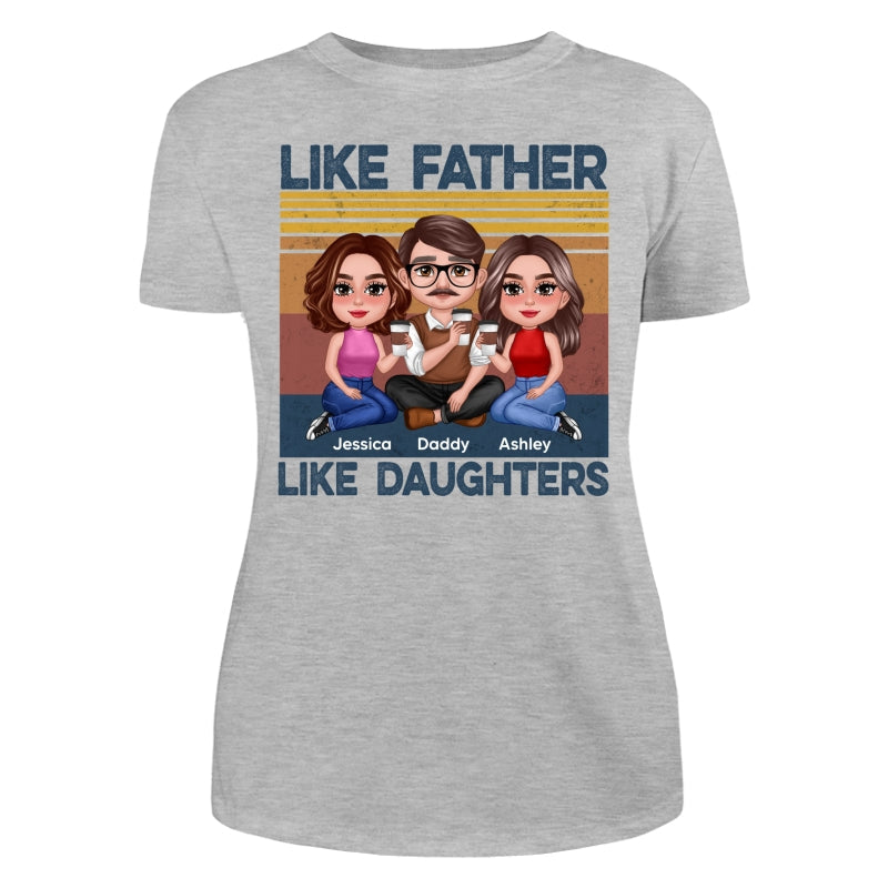 Retro Like Father Like Daughter Doll Sitting Together Personalized Shirt