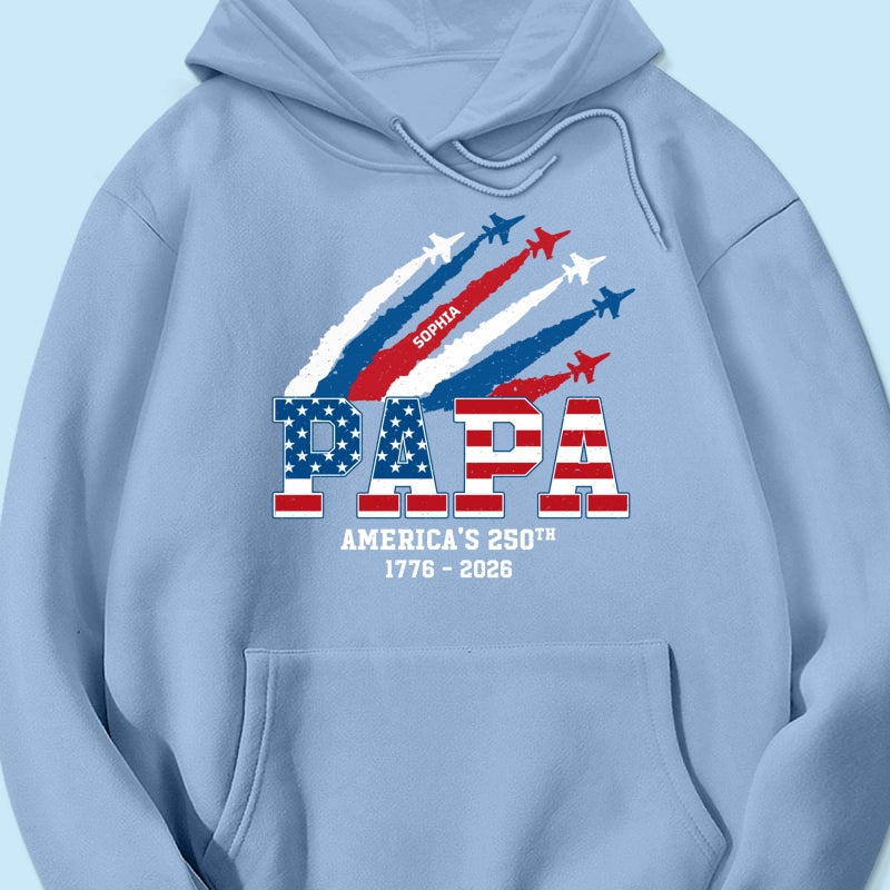 Proud Dad Grandpa Nation Flag American 250th Anniversary - Personalized Shirt - Gift For Dad, Grandpa, Celebrating 250 Years Of Freedom