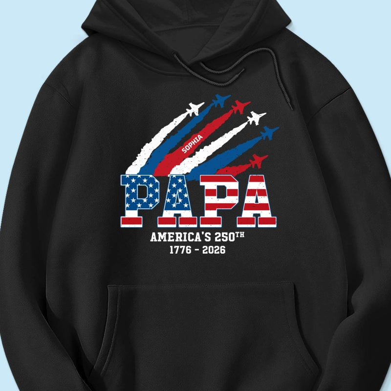Proud Dad Grandpa Nation Flag American 250th Anniversary - Personalized Shirt - Gift For Dad, Grandpa, Celebrating 250 Years Of Freedom