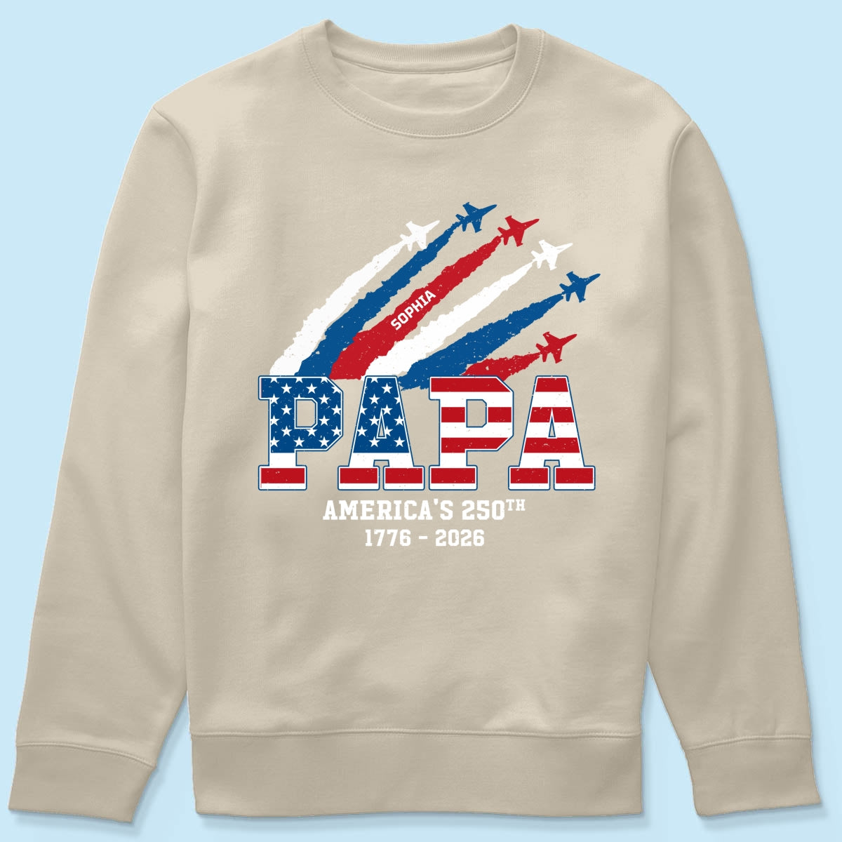 Proud Dad Grandpa Nation Flag American 250th Anniversary - Personalized Shirt - Gift For Dad, Grandpa, Celebrating 250 Years Of Freedom