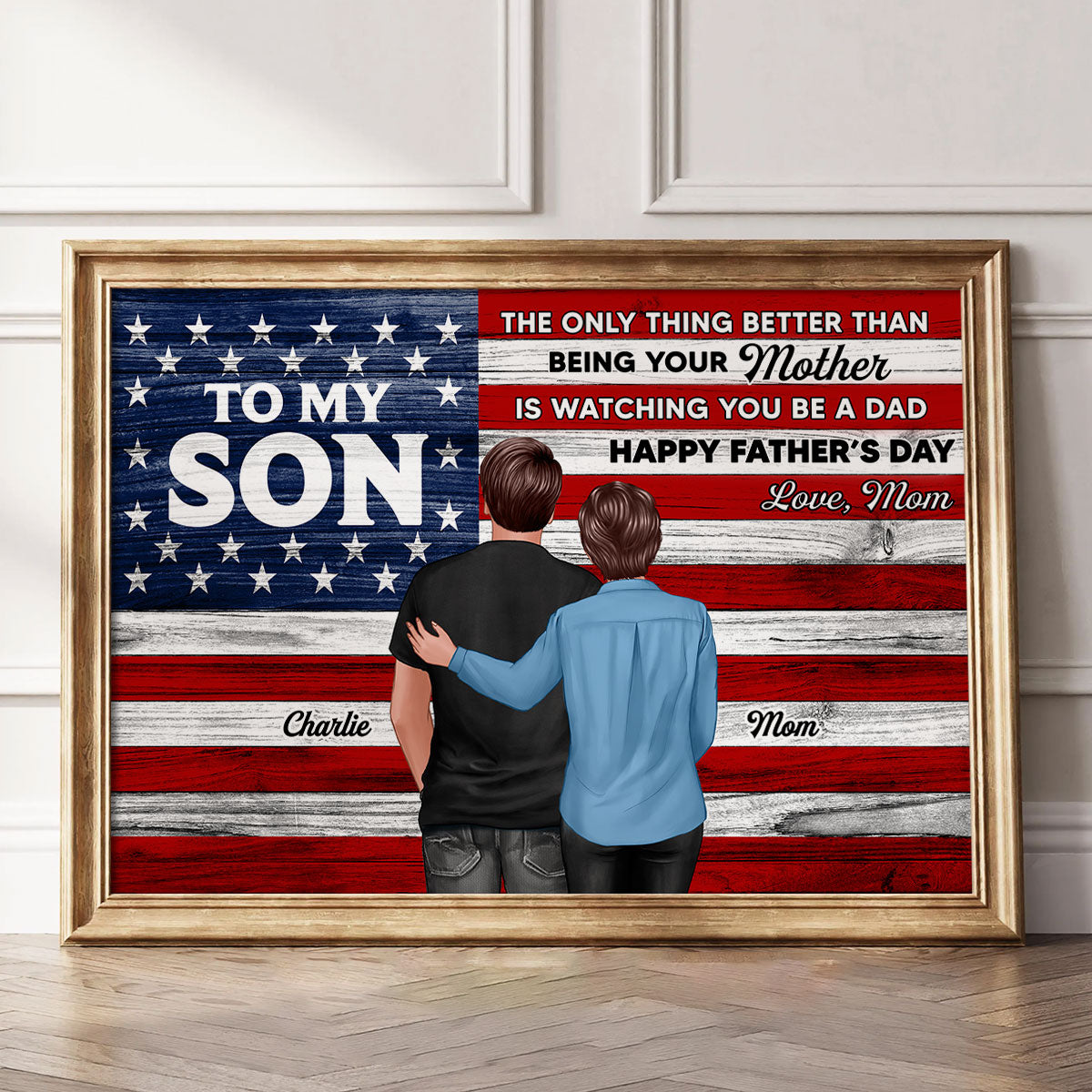 Nation Flag To My Son Happy Father's Day Personalized Poster, Heartfelt Father's Day Gift For Son
