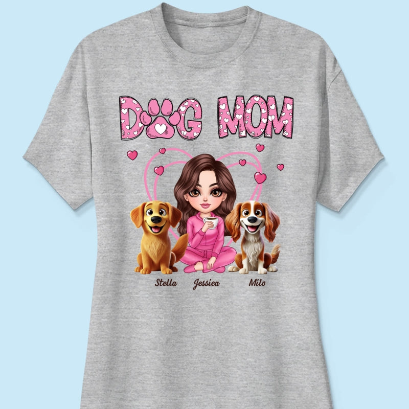 Pink Dog Mom Funny Cartoon Dog Personalized Shirt,  Gift For Dog Lovers, Dog Moms