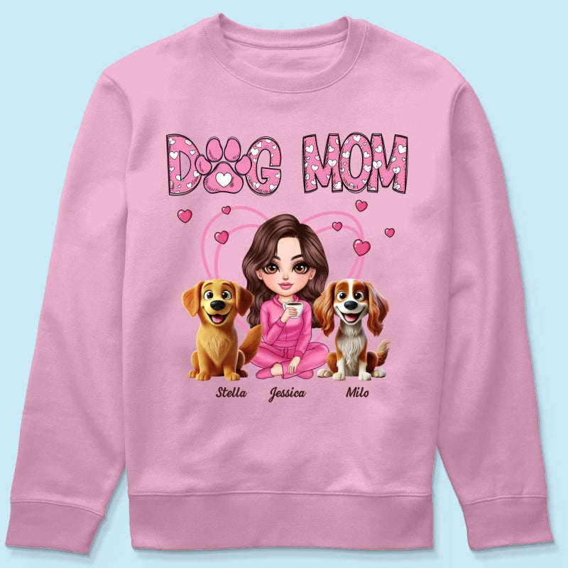 Pink Dog Mom Funny Cartoon Dog Personalized Shirt,  Gift For Dog Lovers, Dog Moms