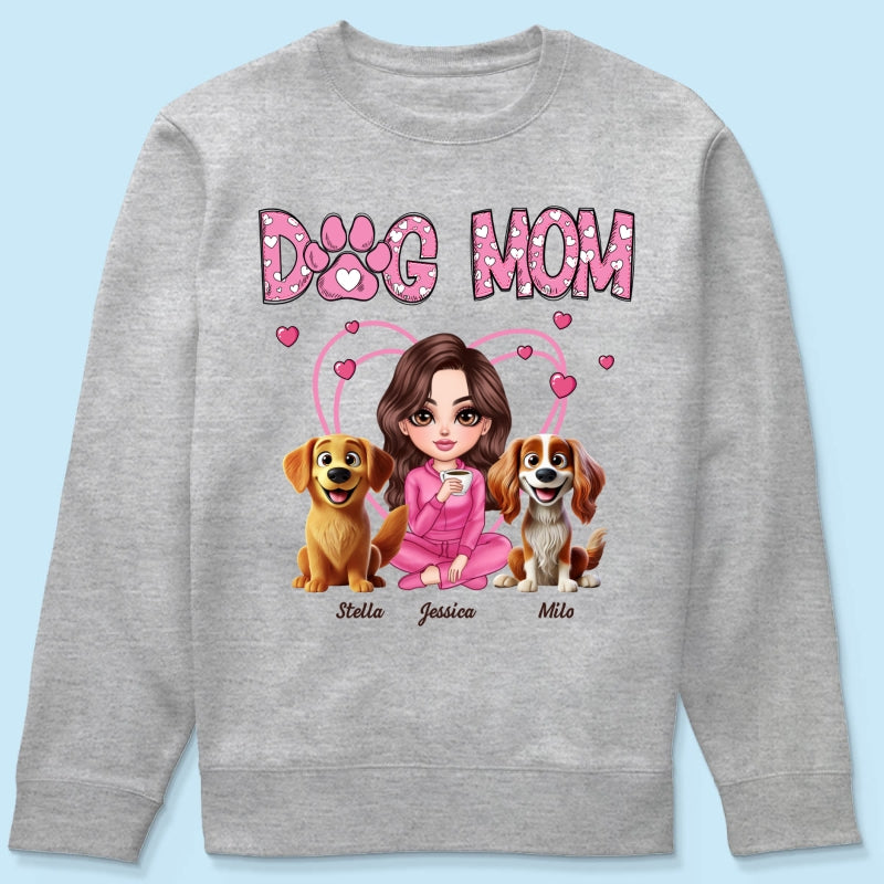 Pink Dog Mom Funny Cartoon Dog Personalized Shirt,  Gift For Dog Lovers, Dog Moms