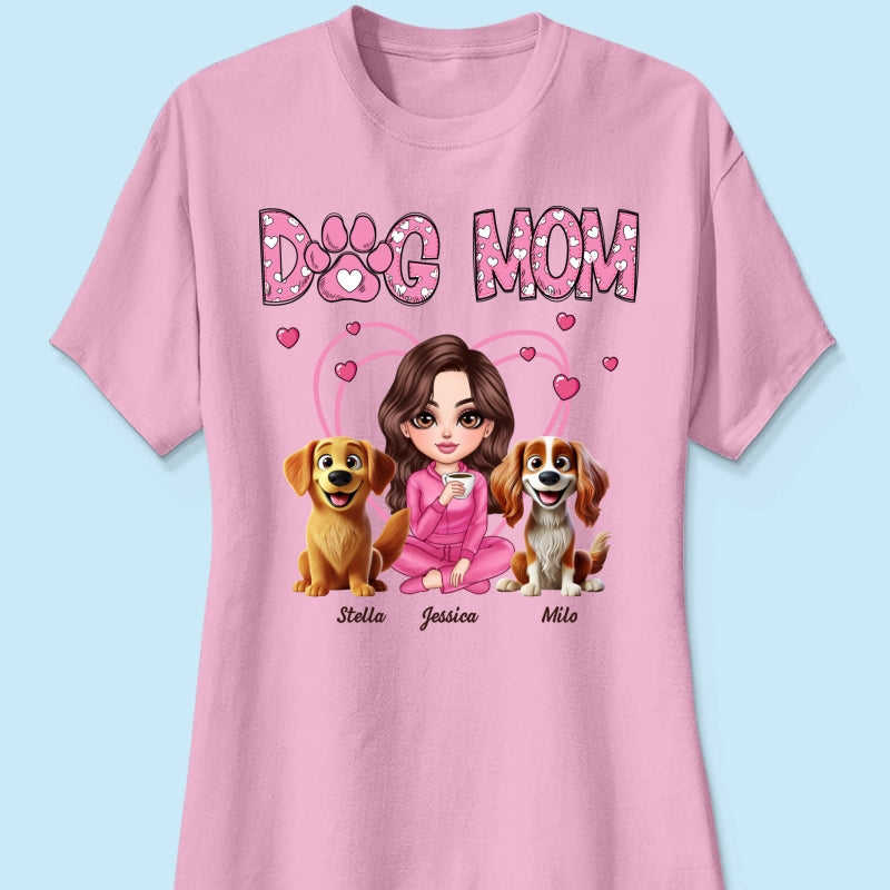 Pink Dog Mom Funny Cartoon Dog Personalized Shirt,  Gift For Dog Lovers, Dog Moms
