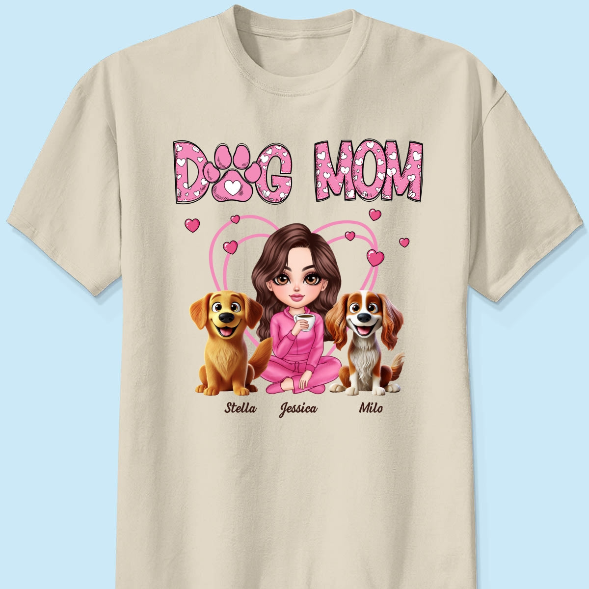 Pink Dog Mom Funny Cartoon Dog Personalized Shirt,  Gift For Dog Lovers, Dog Moms