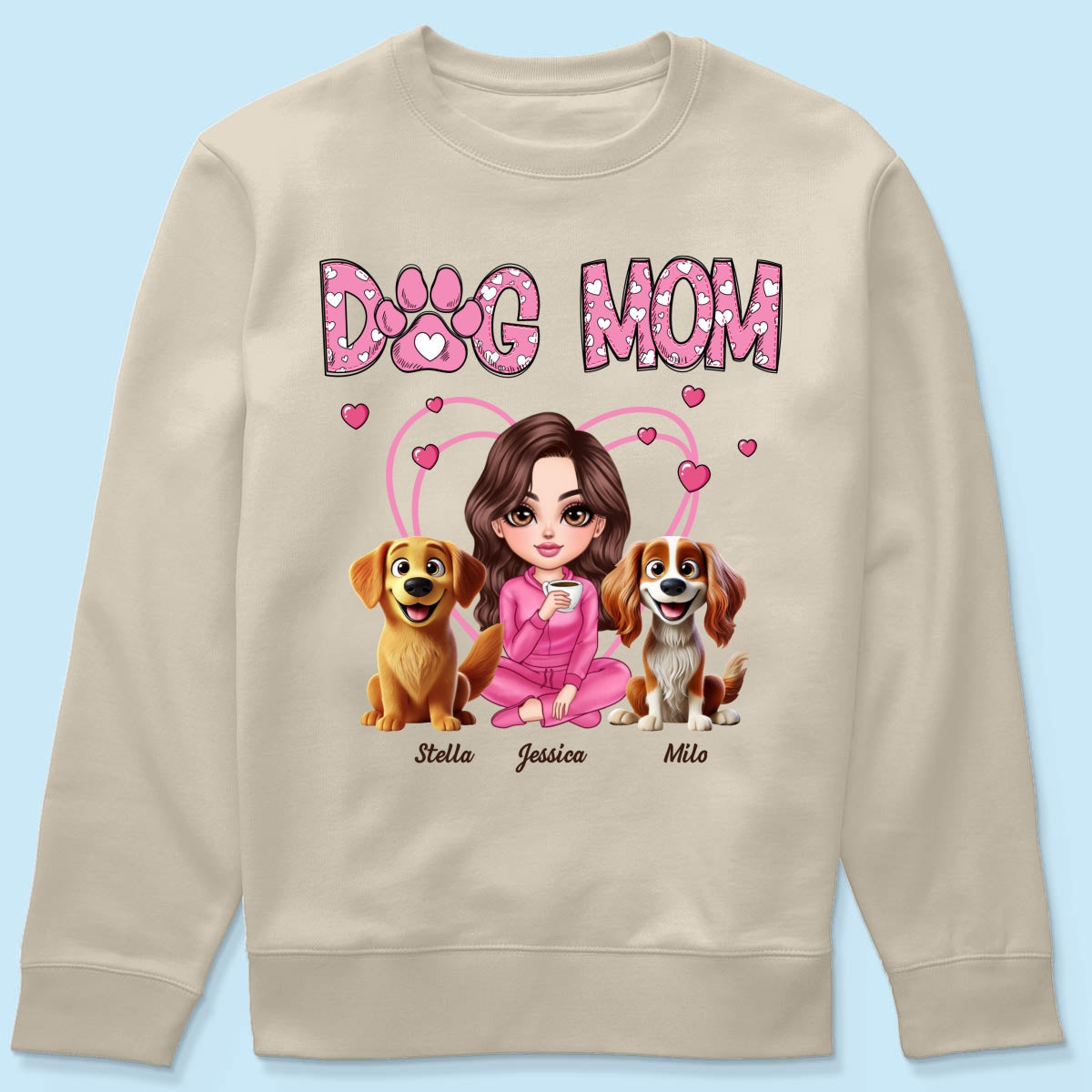 Pink Dog Mom Funny Cartoon Dog Personalized Shirt,  Gift For Dog Lovers, Dog Moms