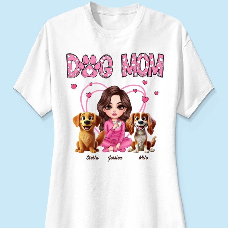 Pink Dog Mom Funny Cartoon Dog Personalized Shirt,  Gift For Dog Lovers, Dog Moms
