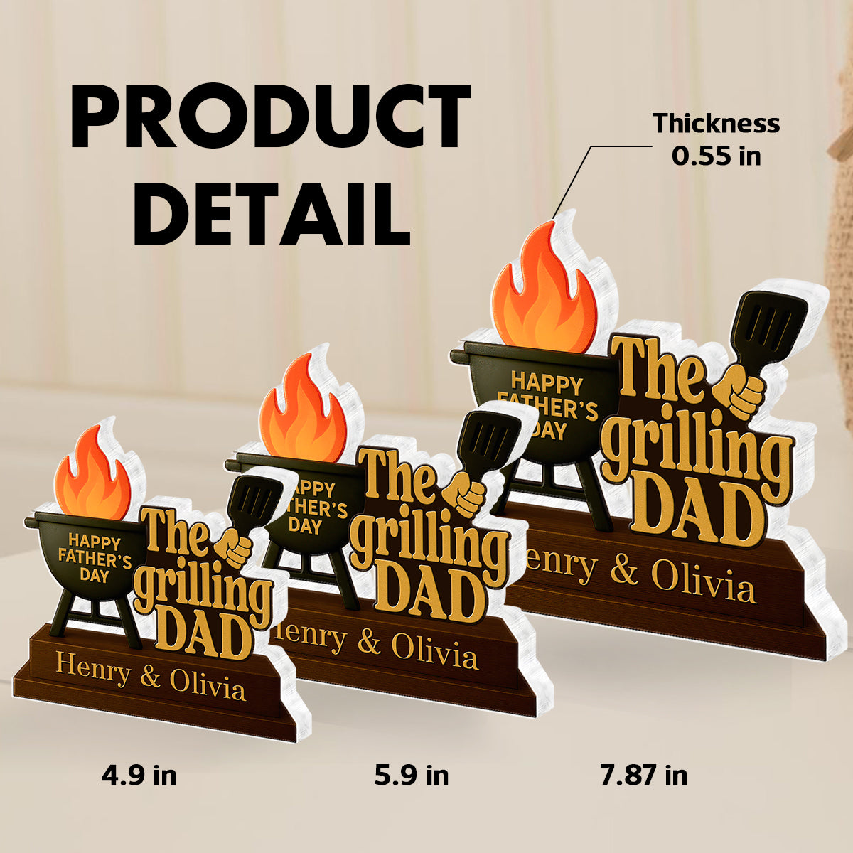 The Grillfather Personalized Custom Shape Acrylic Block,  Gift For Husband, For Dad