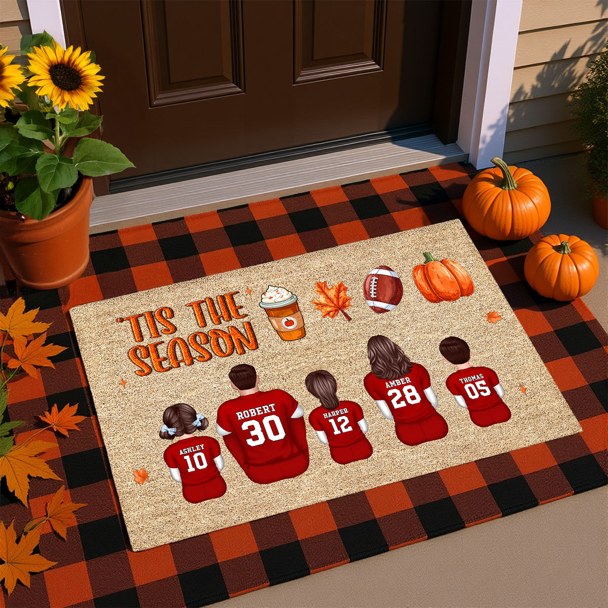 American Football Family Tis The Season Fall Vibe Personalized Doormat