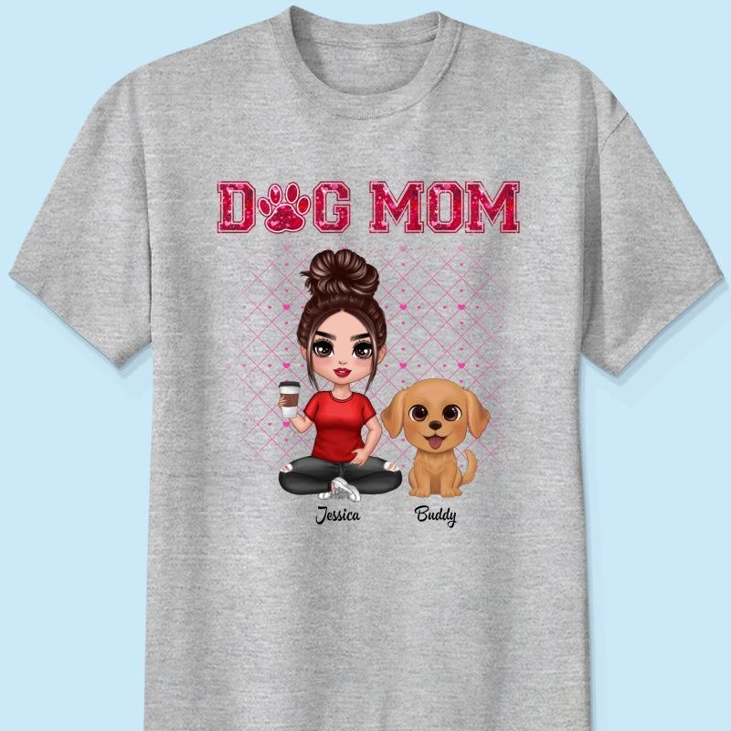 Dog Mom Watercolor Cute Dogs Valentine‘s Day Personalized Shirt