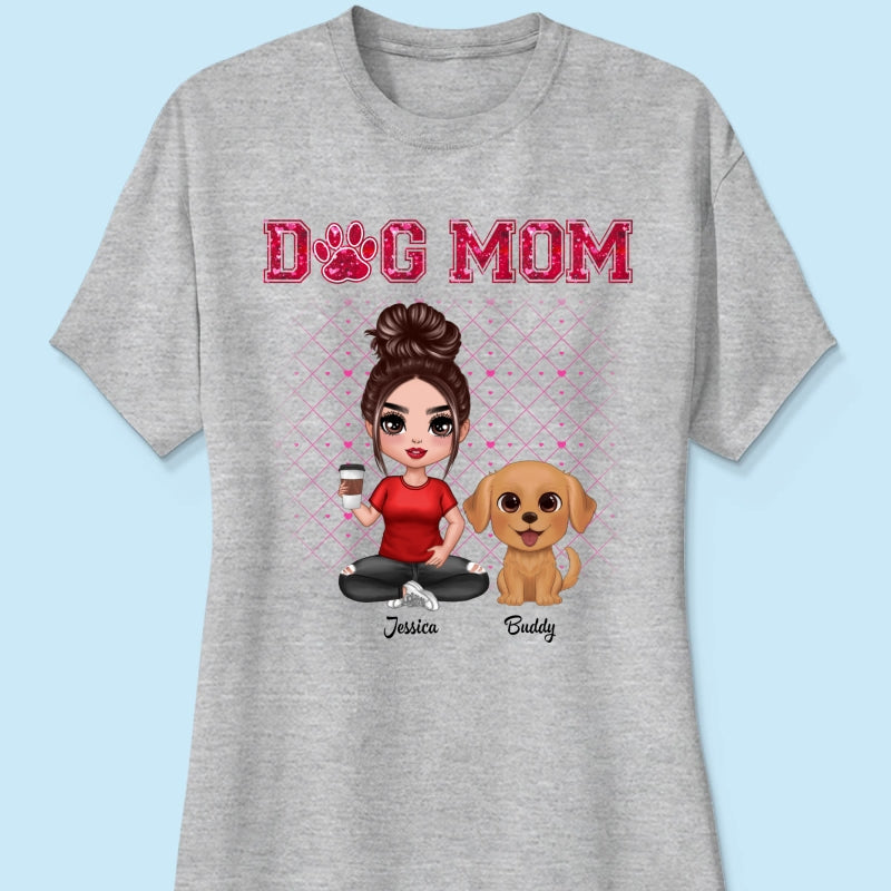 Dog Mom Watercolor Cute Dogs Valentine‘s Day Personalized Shirt