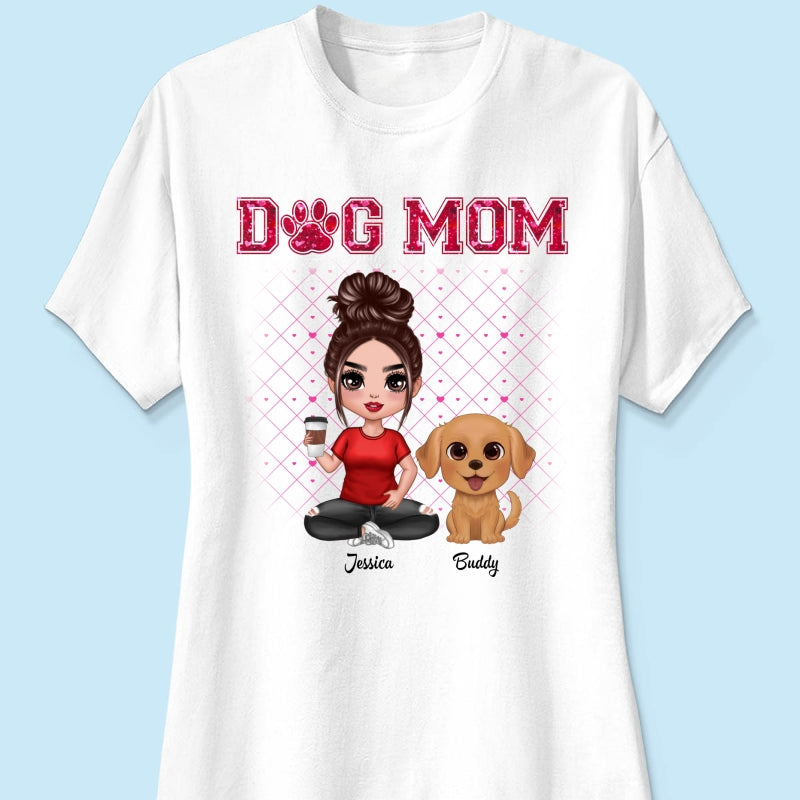 Dog Mom Watercolor Cute Dogs Valentine‘s Day Personalized Shirt