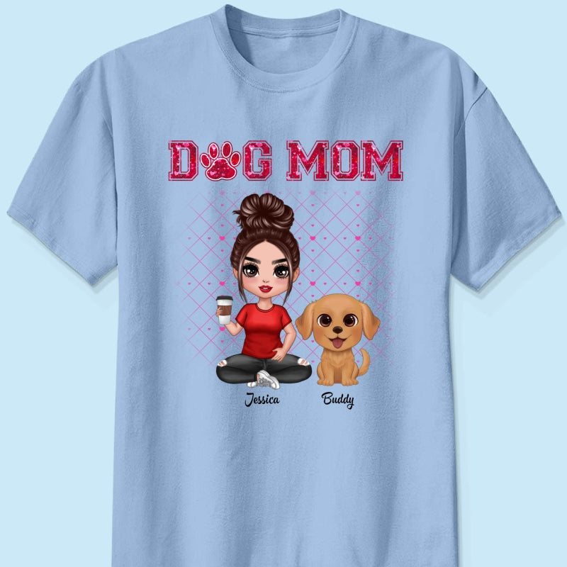 Dog Mom Watercolor Cute Dogs Valentine‘s Day Personalized Shirt