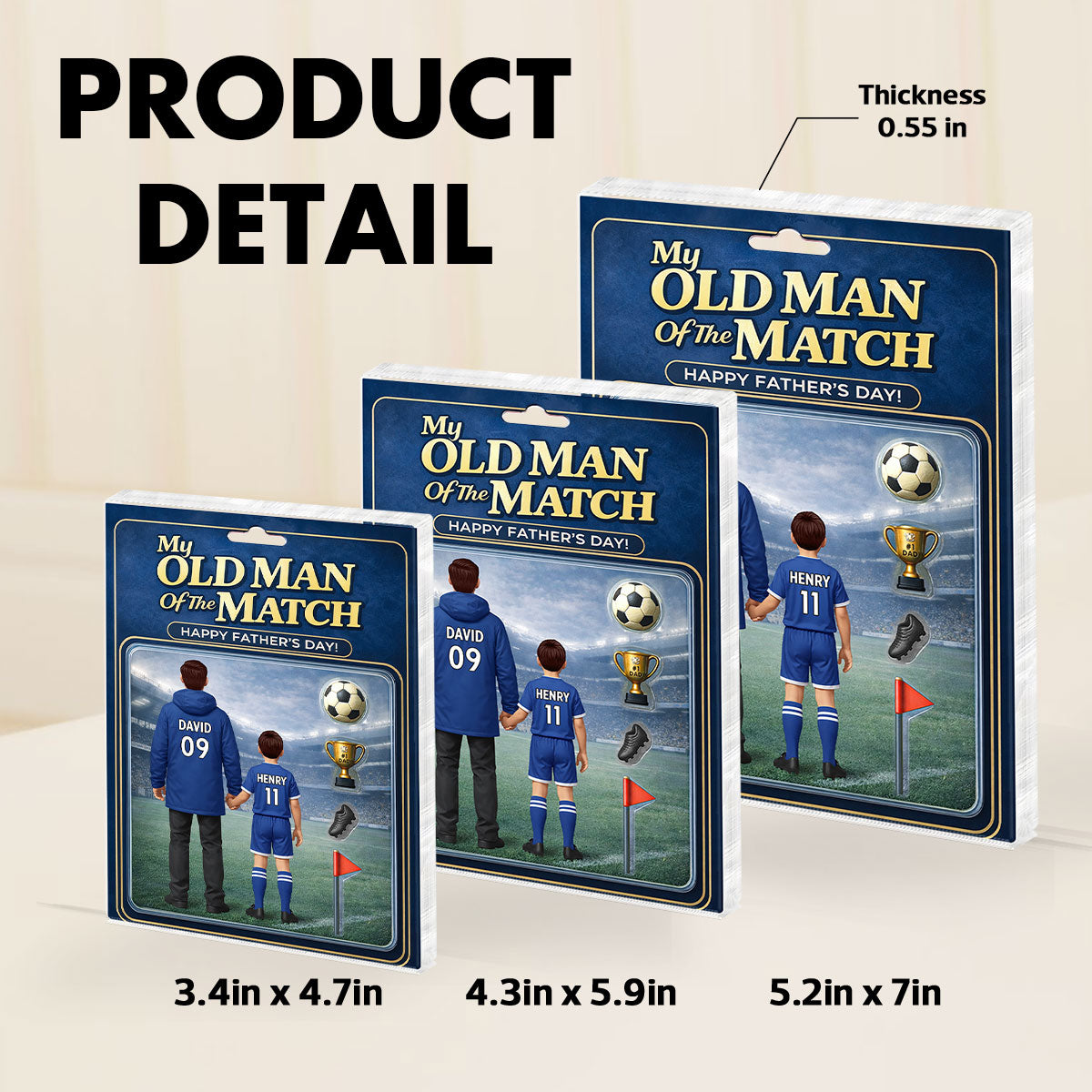 My Old Man Of The Match - Personalised Acrylic Block Plaque - UK  Gift For Football Dad