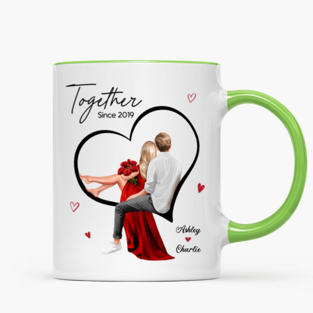 Couple Sitting On Heart Personalized Mug,  Gift, Anniversary Gift for Couples,