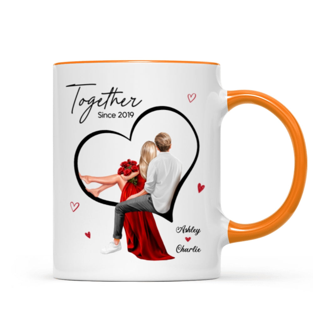 Couple Sitting On Heart Personalized Mug,  Gift, Anniversary Gift for Couples,