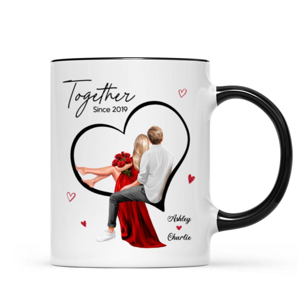 Couple Sitting On Heart Personalized Mug,  Gift, Anniversary Gift for Couples,