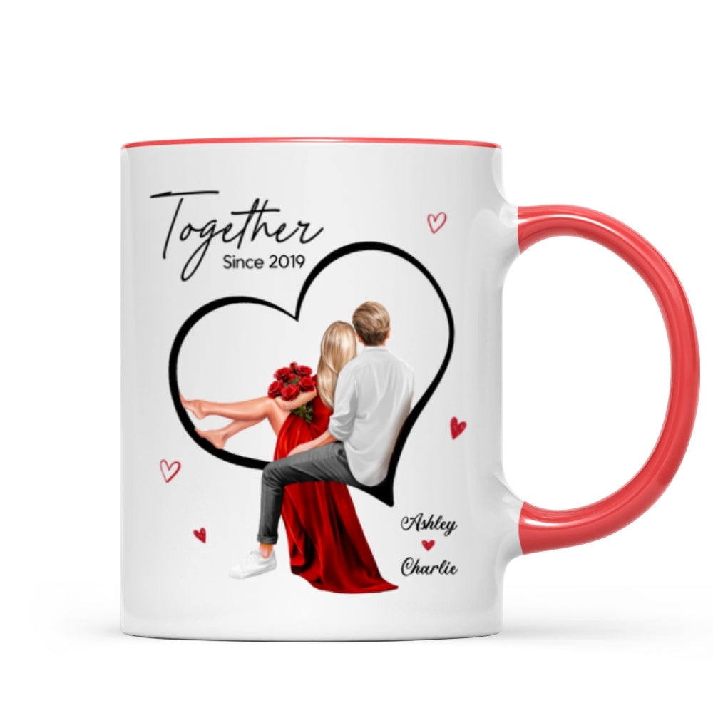 Couple Sitting On Heart Personalized Mug,  Gift, Anniversary Gift for Couples,