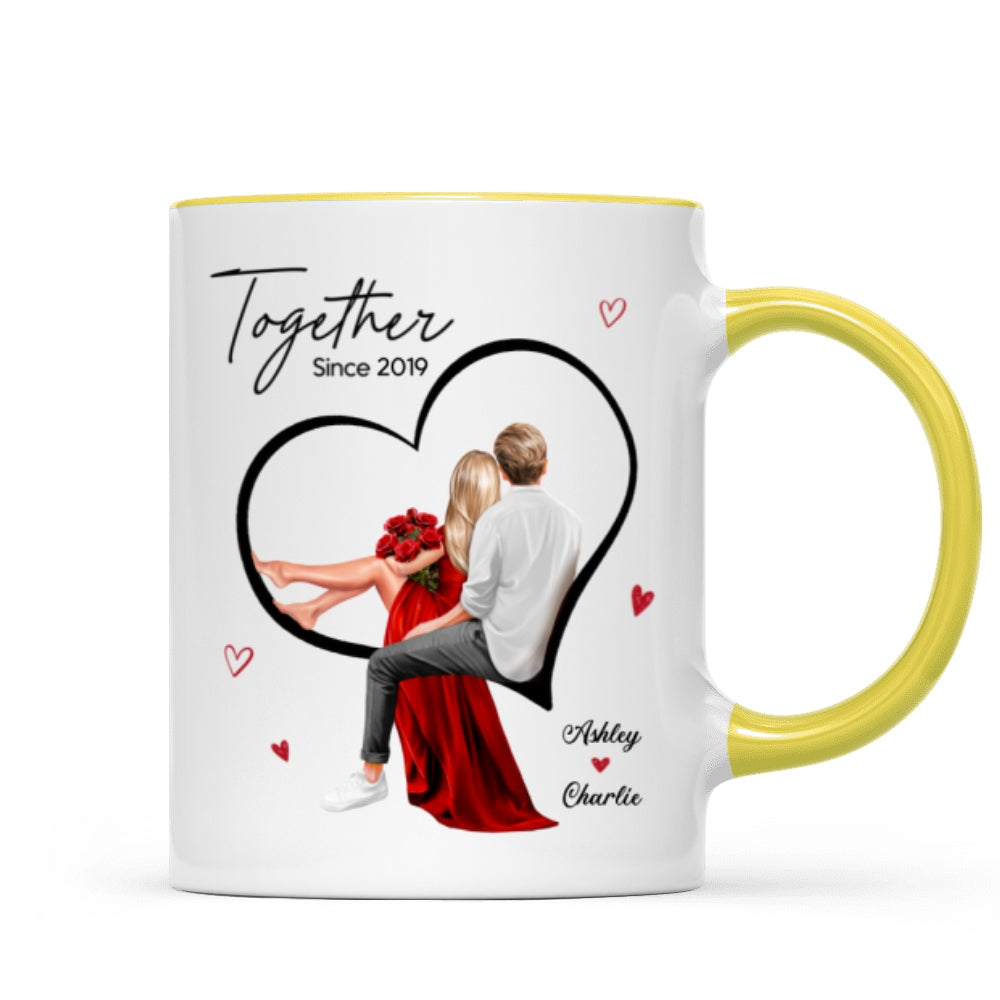 Couple Sitting On Heart Personalized Mug,  Gift, Anniversary Gift for Couples,