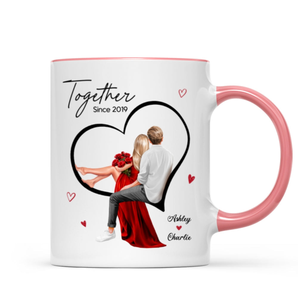 Couple Sitting On Heart Personalized Mug,  Gift, Anniversary Gift for Couples,