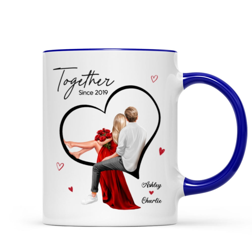 Couple Sitting On Heart Personalized Mug,  Gift, Anniversary Gift for Couples,