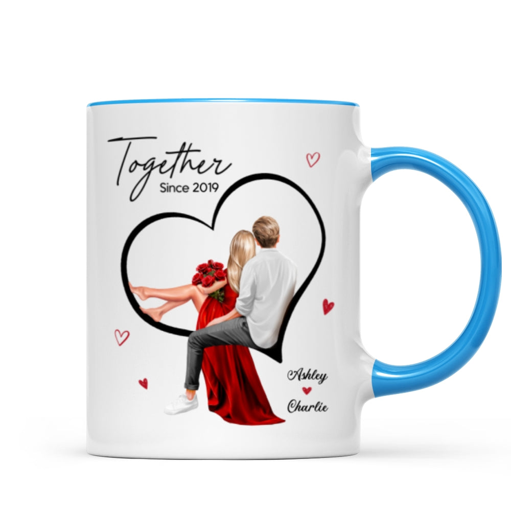 Couple Sitting On Heart Personalized Mug,  Gift, Anniversary Gift for Couples,