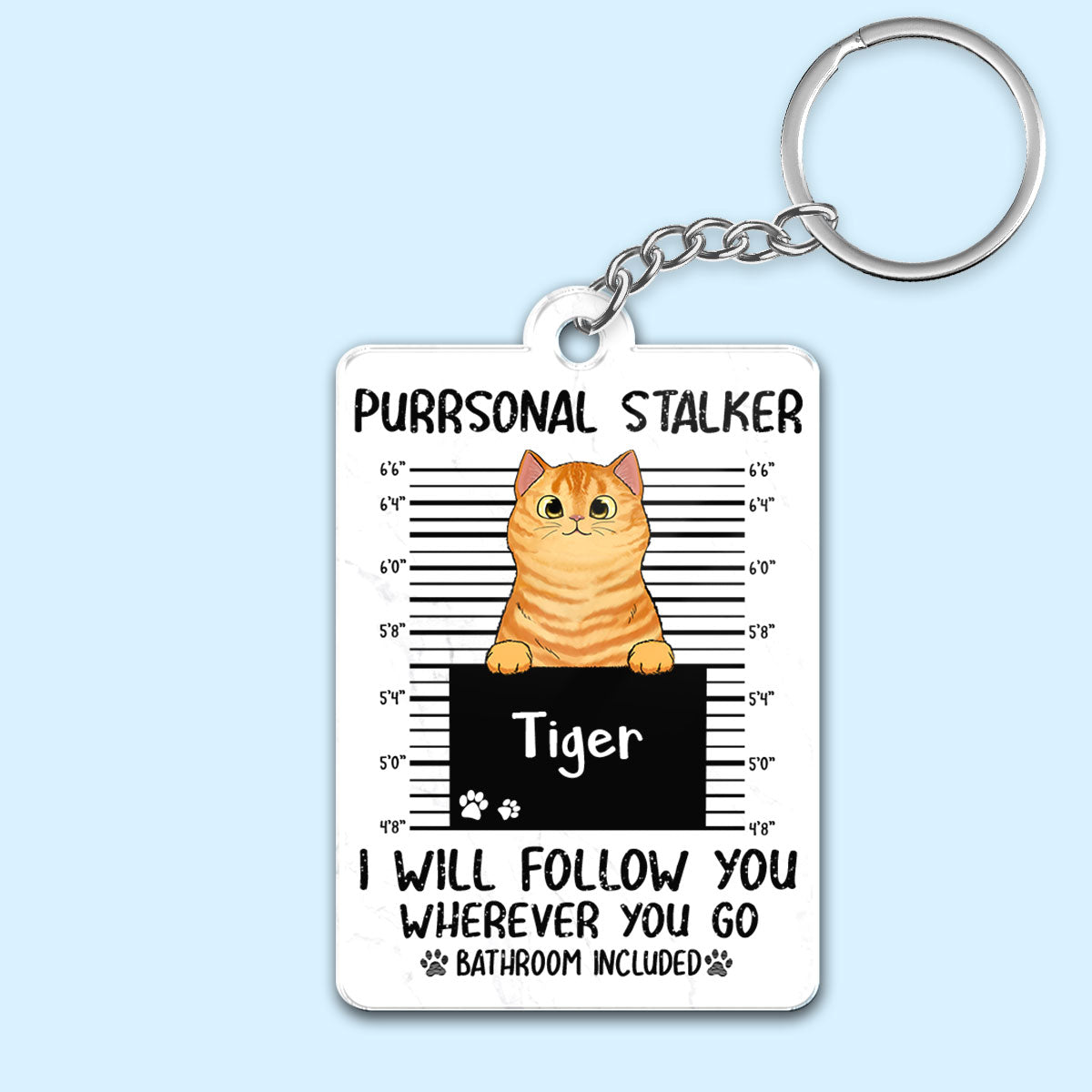 Purrsonal Stalker Peeking Fluffy Cat Personalized Acrylic Keychain