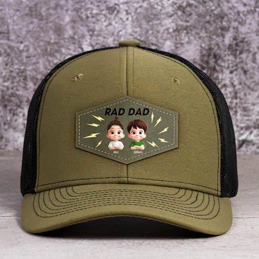Father's Day Gifts, Rad Dad, Boy Dad, Girl Dad - Personalized Leather Patch Hat