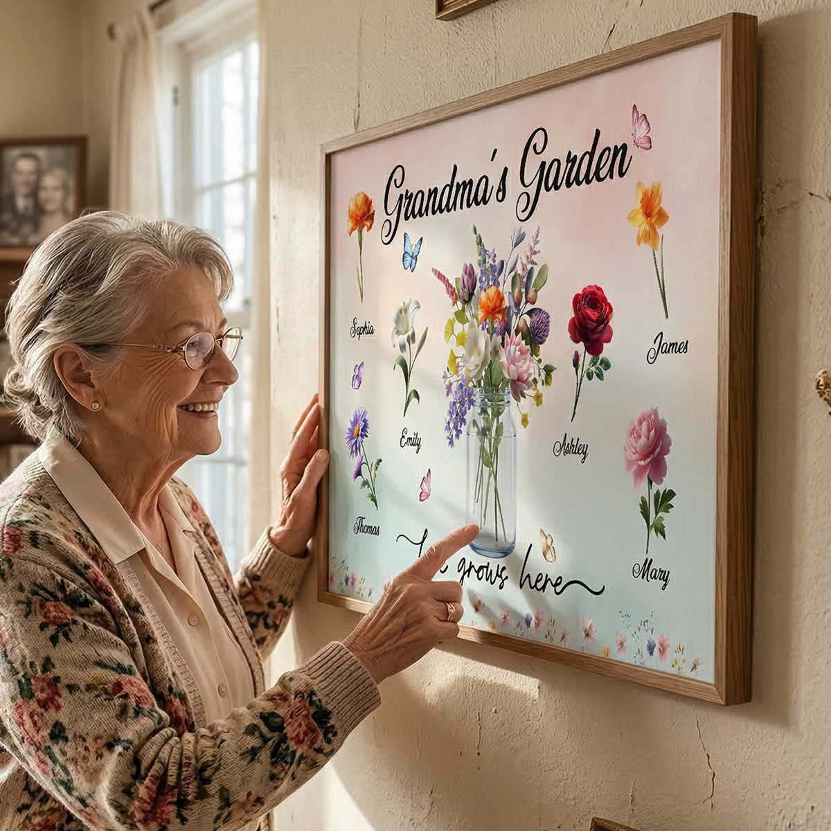 Grandma's Garden Beautiful Birth Month Flower Pot - Personalized Poster - Mother's Day Home Decor Gift For Grandma