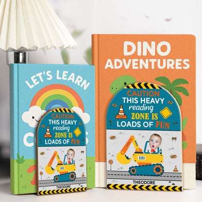 Reading Zone Is Loads Of Fun - Custom Photo Wood Book Ends