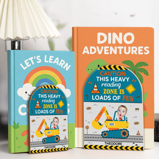 Reading Zone Is Loads Of Fun - Custom Photo Wood Book Ends