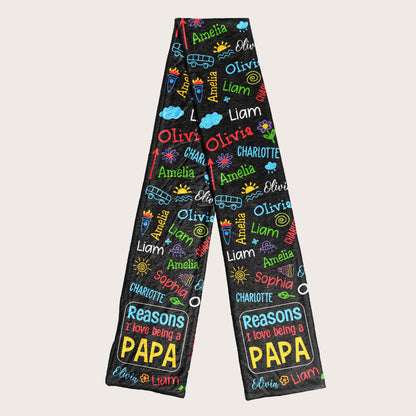 Reasons I Love Being A Papa - Personalized Fleece Scarf