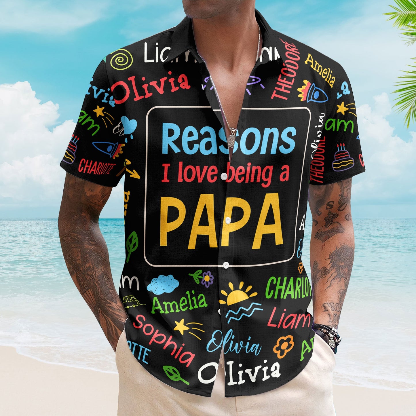 Reasons I Love Being A Papa - Personalized Hawaiian Shirt