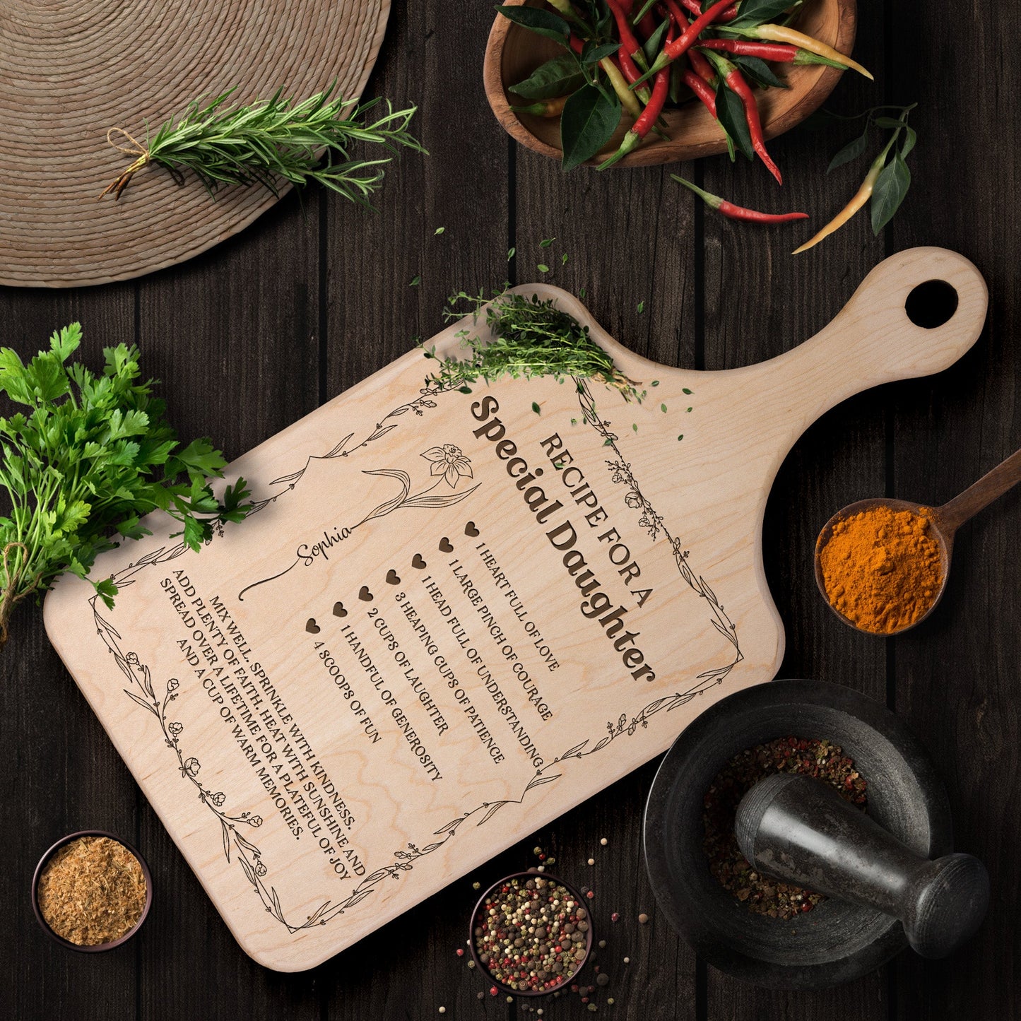 Recipe For A Special Daughter - Personalized Paddle Cutting Board