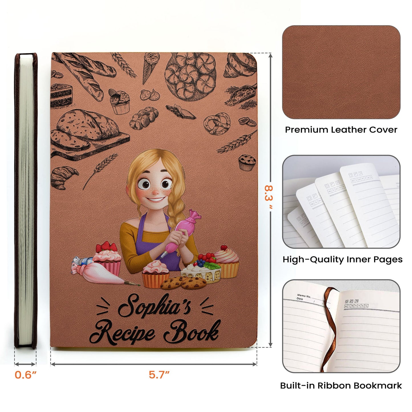 Recipe Book/ Kitchen Stories - Personalized Leather Journal