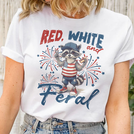 Red White And Feral/Bruh/Boujee/Goose 4th Of July - Personalized Shirt