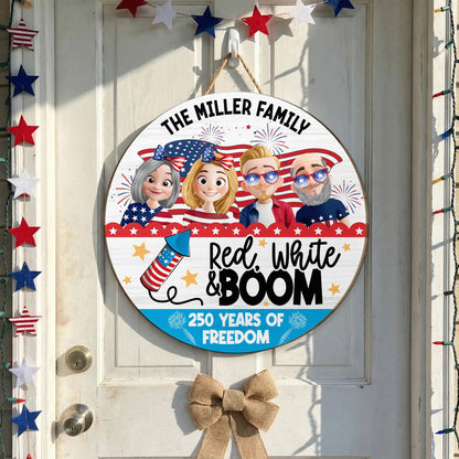 Red White & Boom - Personalized Wood Sign