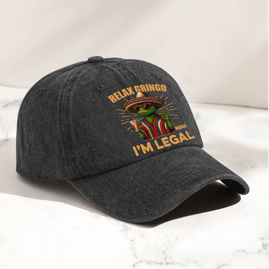 Relax Gringo I’m Legal - Personalized Distressed Denim Cap