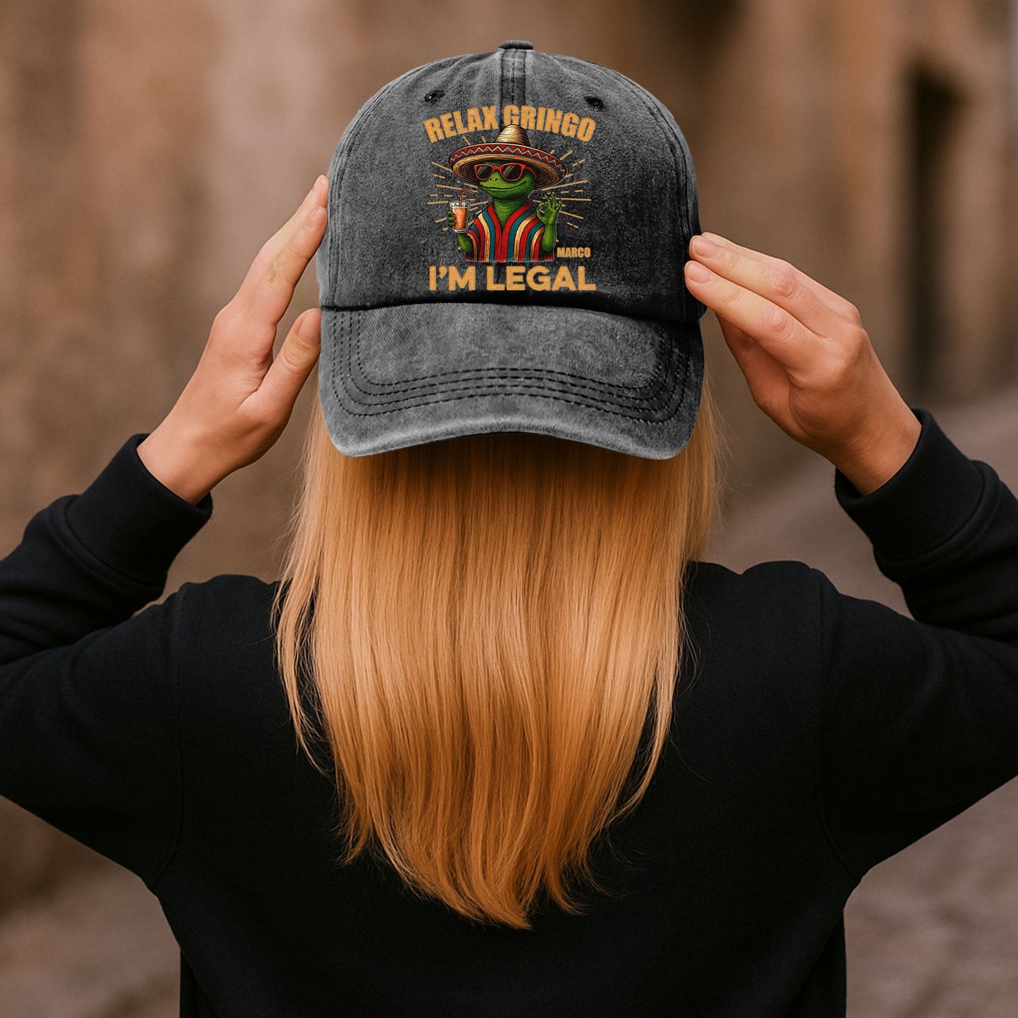 Relax Gringo I’m Legal - Personalized Distressed Denim Cap
