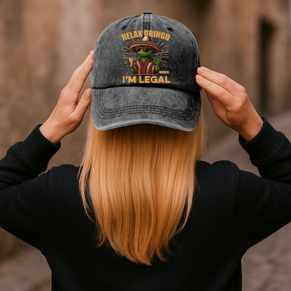 Relax Gringo I’m Legal - Personalized Distressed Denim Cap