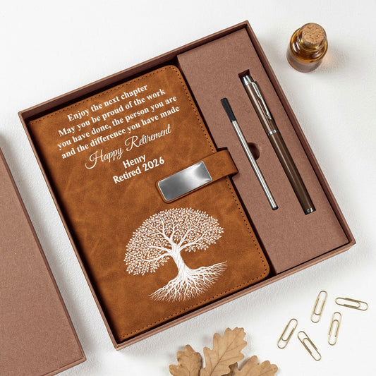 Retirement Thank You Gifts For Him, Her - Coworker Farewell Present - Personalized Notebook Set