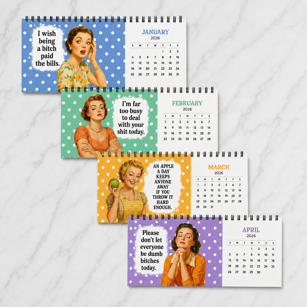 Retro Funny Sarcastic - Self Gift, Christmas Exchange Gift For Coworkers, Her, Him - Standing Desk Calendar 2026