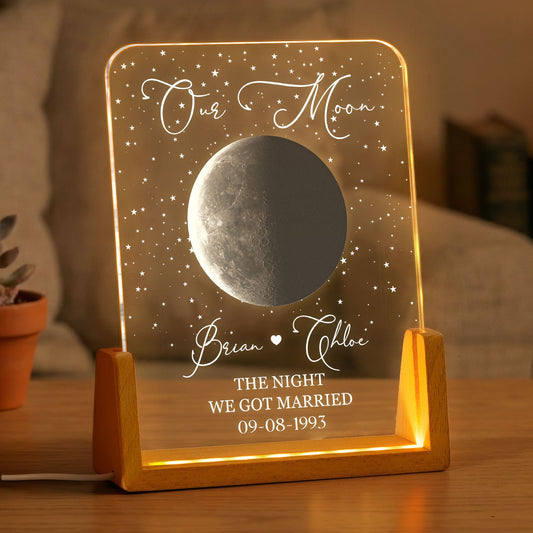 Romantic Couples Gift Custom Moon Phase Our Moon, For Her, Him - Personalized Night Light