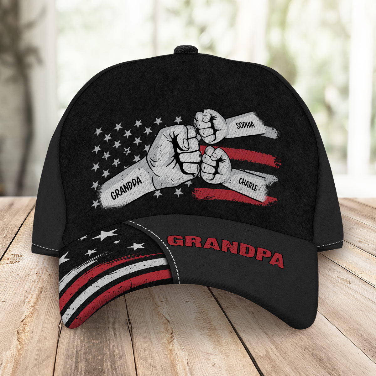 Dad Grandpa Fist Bump Nation Flag Personalized Classic Cap, Gift For Dad, For Grandpa, For Husband