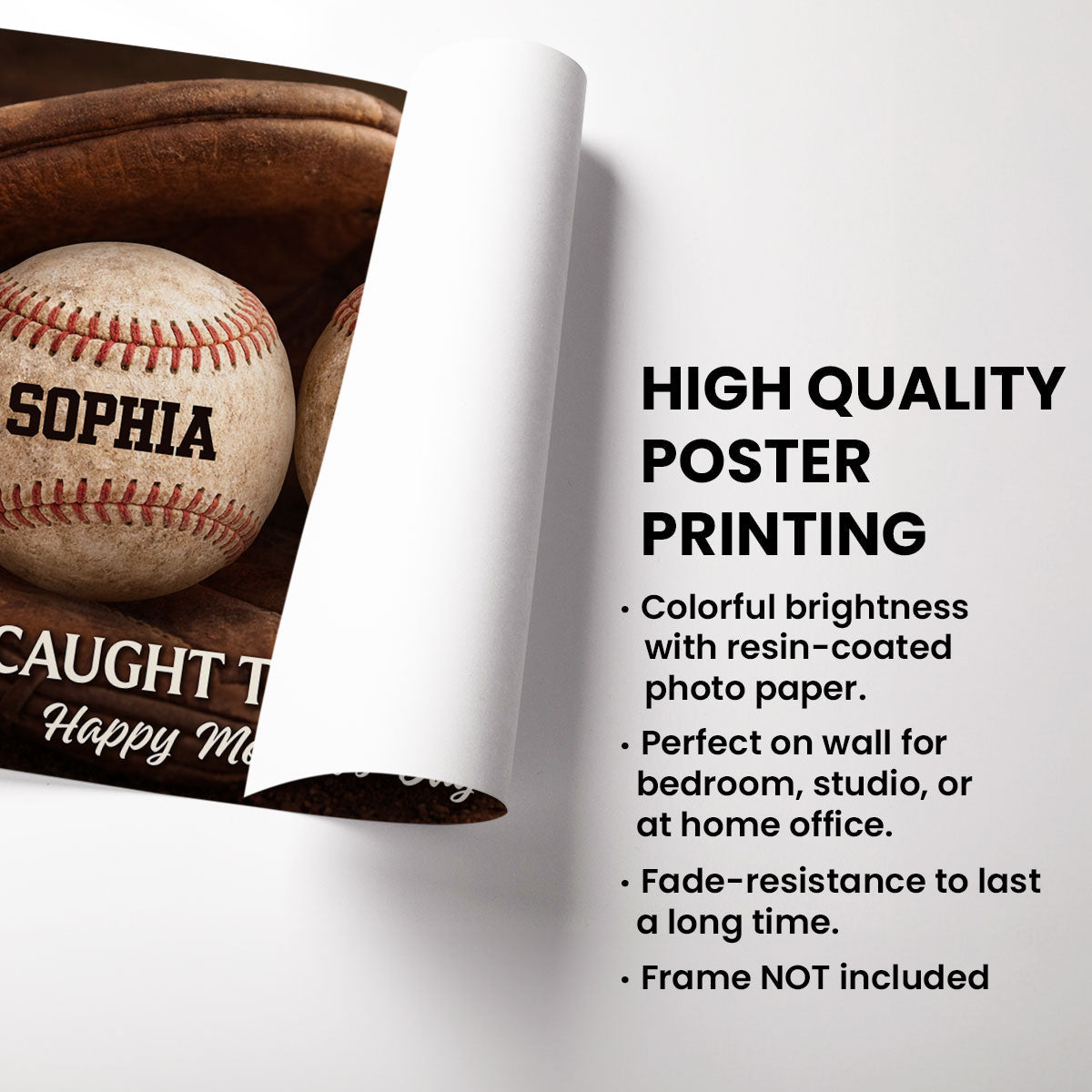 We Caught the Best Mom Baseball Glove - Personalized Poster - Sentimental Mother's Day Keepsake for Mom, Wife