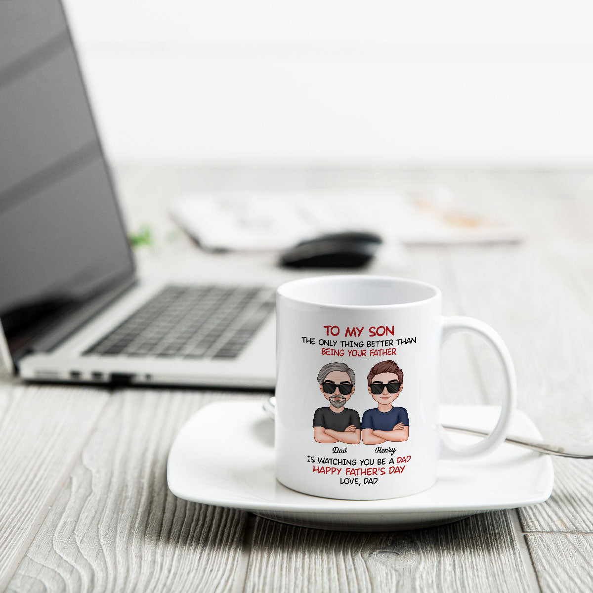 To My Son From Dad Happy Father‘s Day Personalized Mug