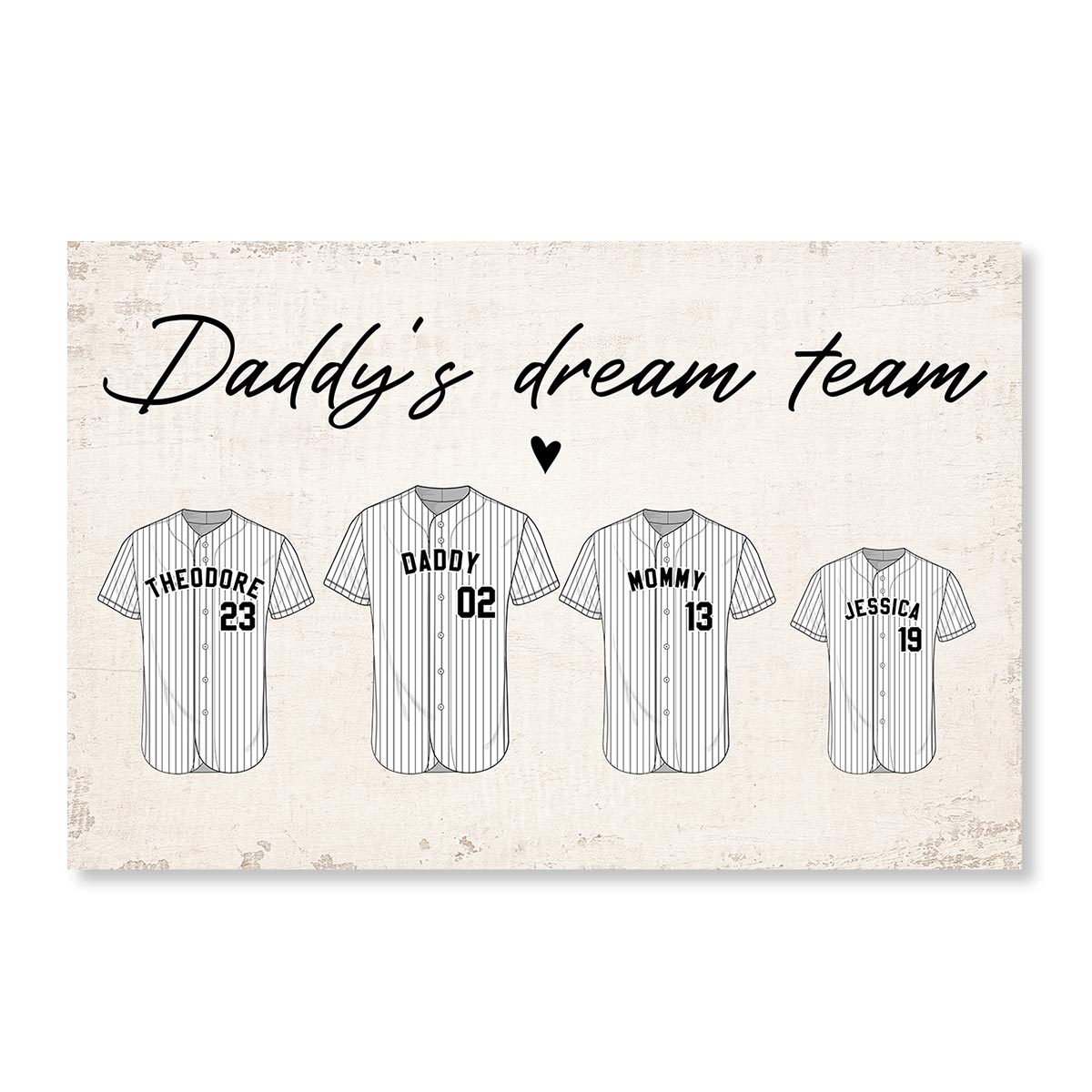 Baseball Daddy‘s Dream Team Personalized Poster, Gift For Dad, Grandpa