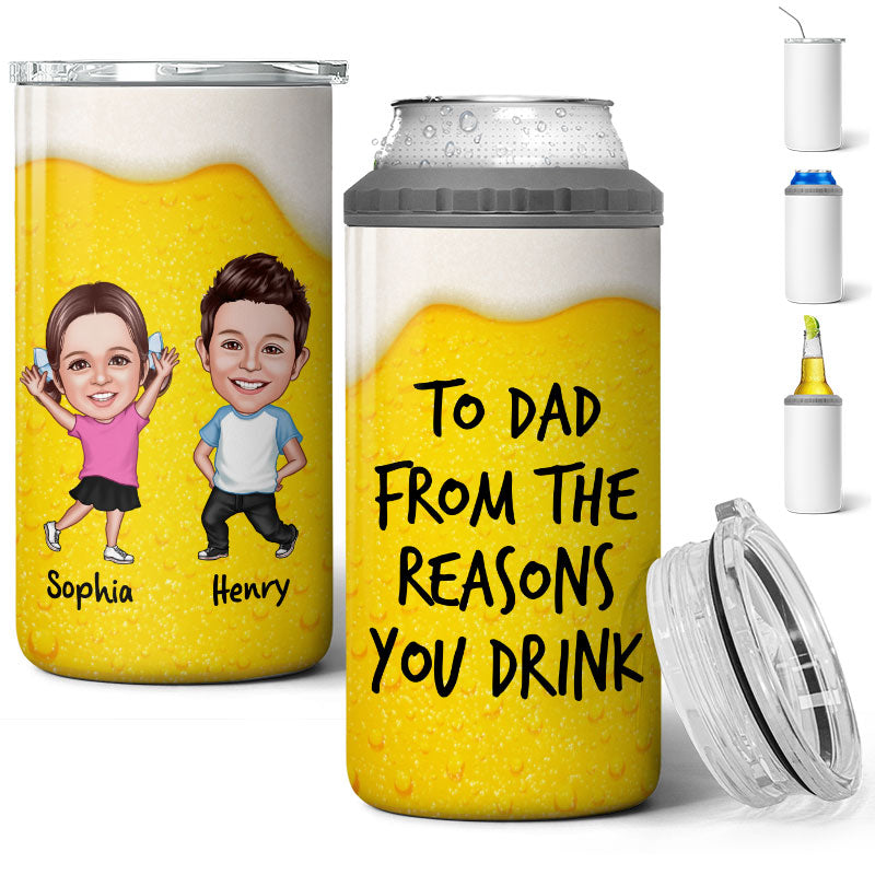 From The Reasons You Drinks Caricature Kids Personalized 4 In 1 Can Cooler